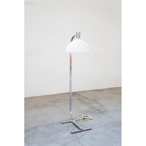 Image 1 of Lampadaire vintage modèle AM-AS en verre opalin et métal chromé par Franco Albini pour Sirrah Italia, Italie 1960