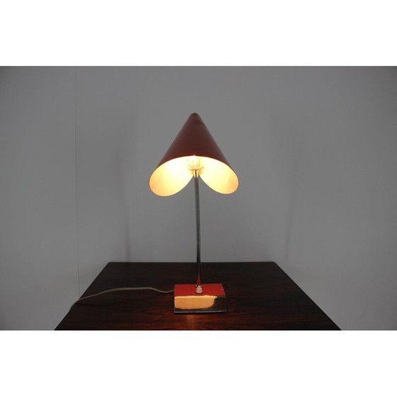 Image 1 of Lampe de table vintage en acier rouge par Josef Hurka pour Napako, Tchécoslovaquie 1950