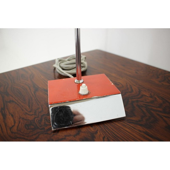 Image 1 of Lampe de table vintage en acier rouge par Josef Hurka pour Napako, Tchécoslovaquie 1950