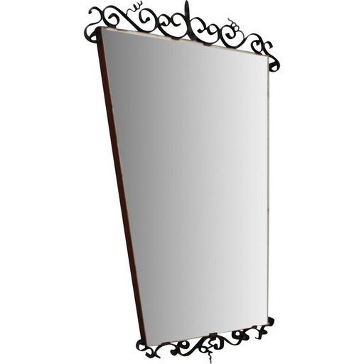 Miroir mural en verre vintage, Tchécoslovaquie, années 1950