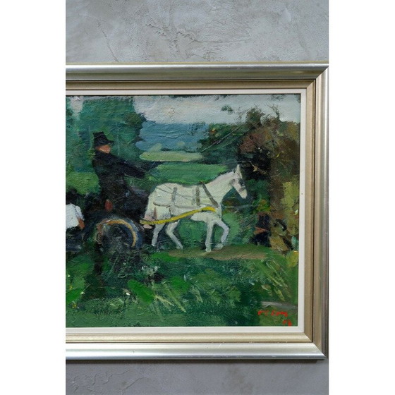 Image 1 of Huile sur assiette moderne d'Ove Olson, France 1973