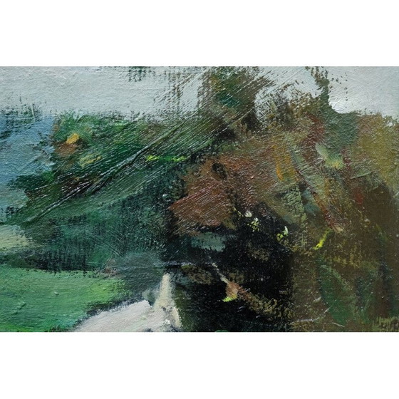 Image 1 of Huile sur assiette moderne d'Ove Olson, France 1973