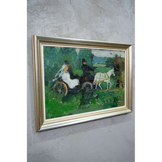 Image 1 of Huile sur assiette moderne d'Ove Olson, France 1973