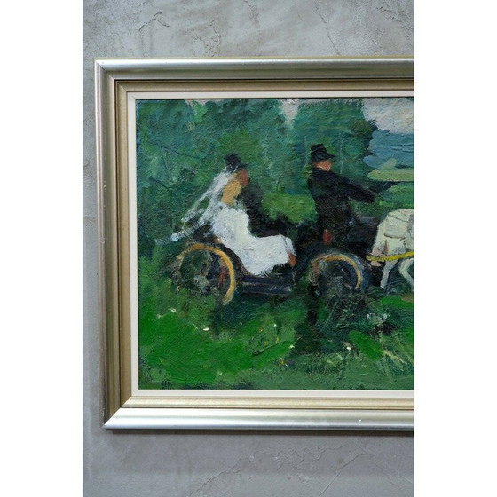 Image 1 of Huile sur assiette moderne d'Ove Olson, France 1973