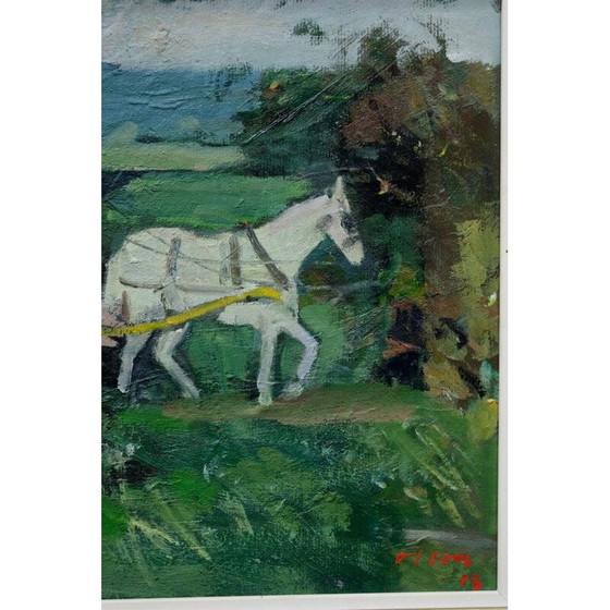 Image 1 of Huile sur assiette moderne d'Ove Olson, France 1973