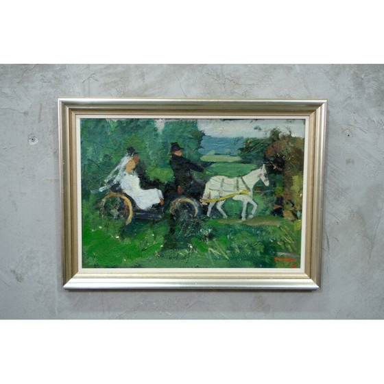 Image 1 of Huile sur assiette moderne d'Ove Olson, France 1973