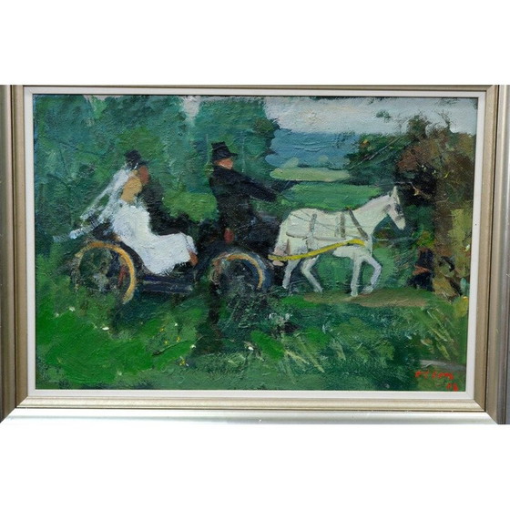 Image 1 of Huile sur assiette moderne d'Ove Olson, France 1973