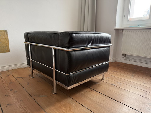 Cassina Lc 3 Fauteuil Par Le Corbusier En Cuir Original Chrome