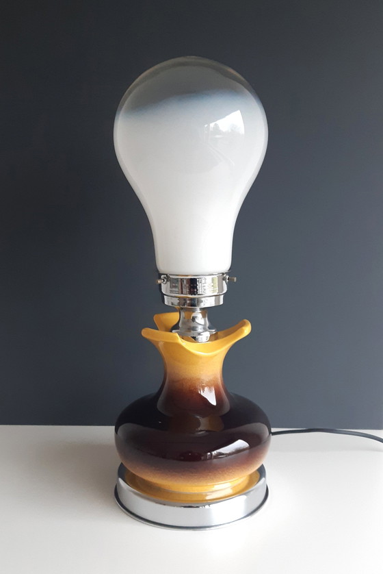 Lampe de table vintage en céramique avec ampoule 'Morning Mist' en forme de poire – Glass, Ceramic (photo 3 of 7)