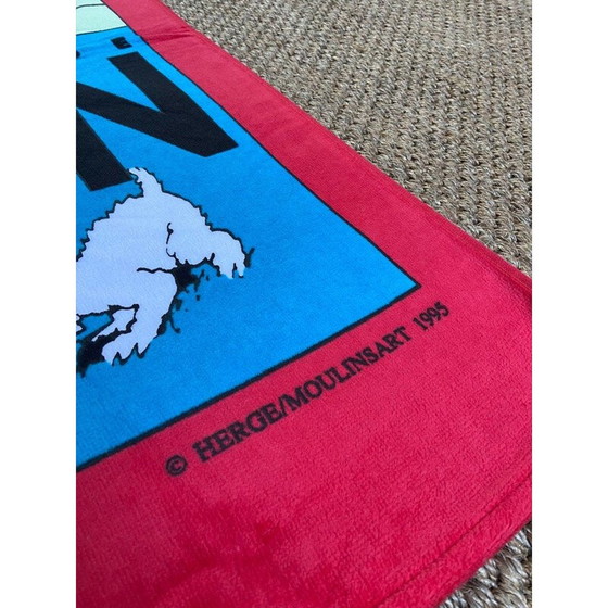 Image 1 of Serviette de plage vintage "Tintin dans l'eau" par Hergé pour Jalla, 1995