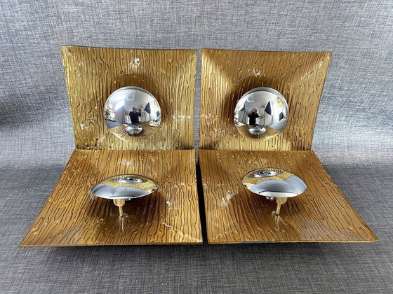 Image 1 of Applique (1 de 3), Appliques, Art Déco, Mid Century Modern, Chrome, Verre de Murano, Luminaires de luxe, Vintage, Unique