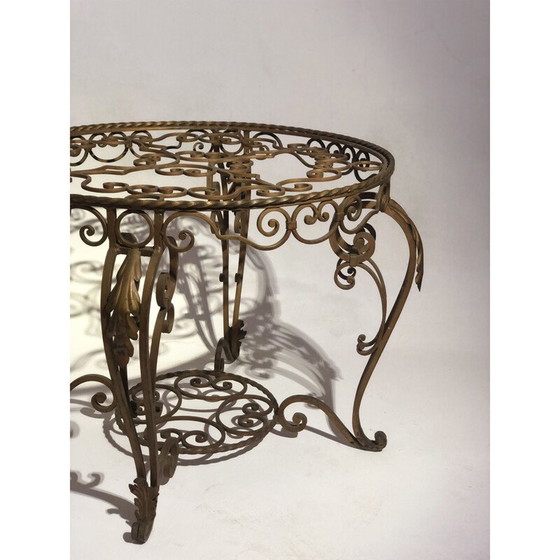 Image 1 of Table basse ronde vintage entièrement en fer forgé, 1960
