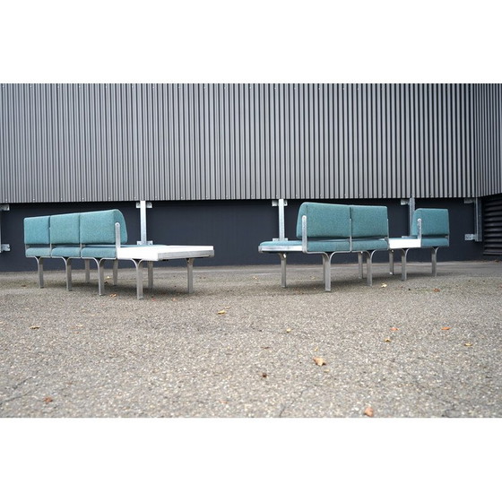 Image 1 of Paire de canapés vintage en aluminium à 3 places par John Behringer pour J.G Furniture, 1960