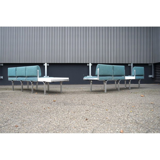 Image 1 of Paire de canapés vintage en aluminium à 3 places par John Behringer pour J.G Furniture, 1960