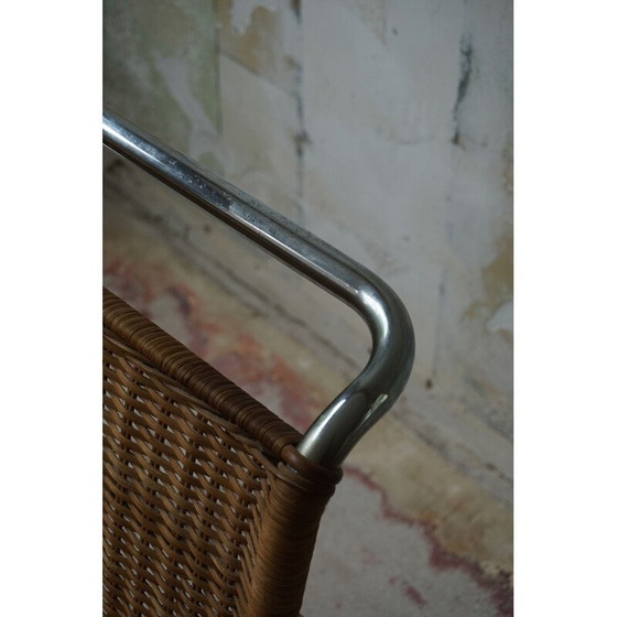 Image 1 of Fauteuil du milieu du siècle en osier et acier, années 1940