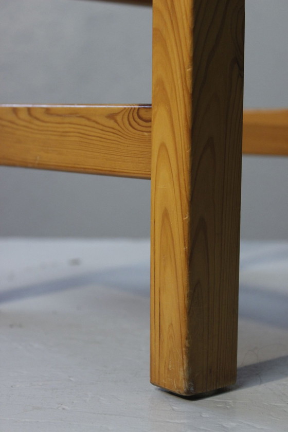 Image 1 of Tabouret Design Moderniste Japonisant Vintage En Pin Massif