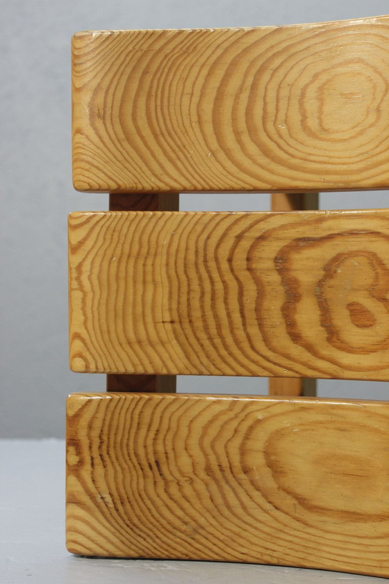 Image 1 of Tabouret Design Moderniste Japonisant Vintage En Pin Massif