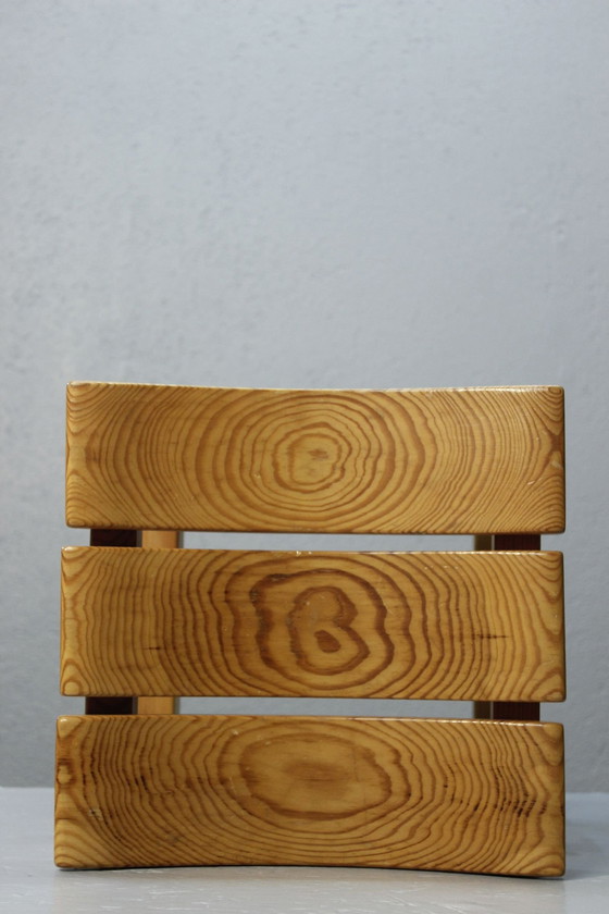 Image 1 of Tabouret Design Moderniste Japonisant Vintage En Pin Massif