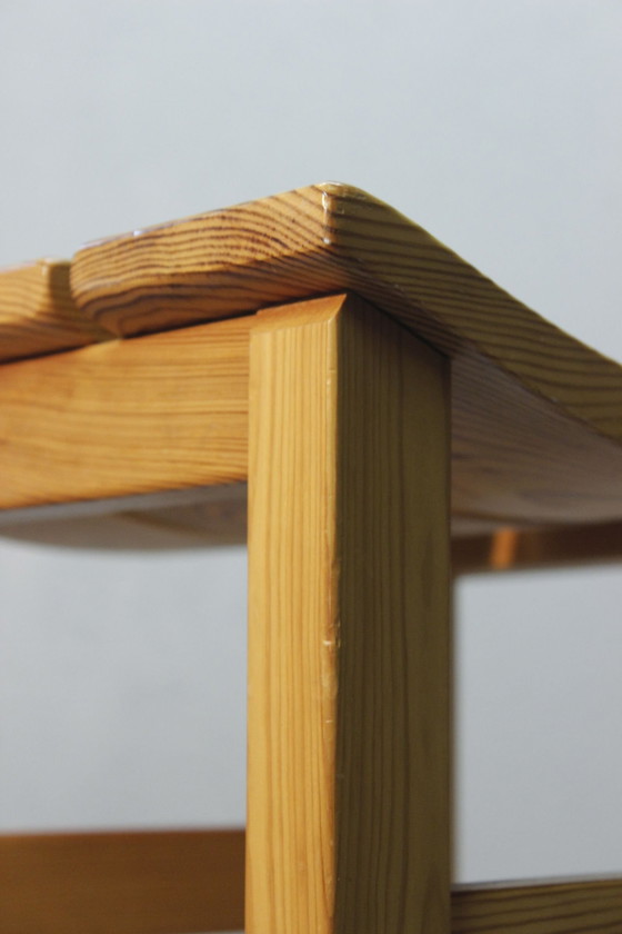 Image 1 of Tabouret Design Moderniste Japonisant Vintage En Pin Massif