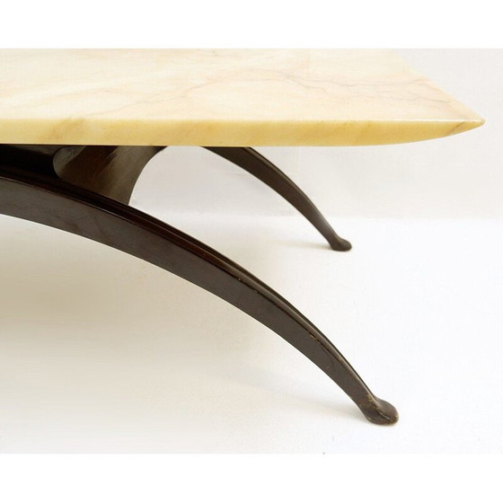 Image 1 of Table basse vintage avec pieds arqués et plateau en marbre