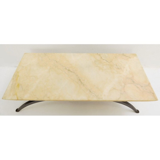 Image 1 of Table basse vintage avec pieds arqués et plateau en marbre