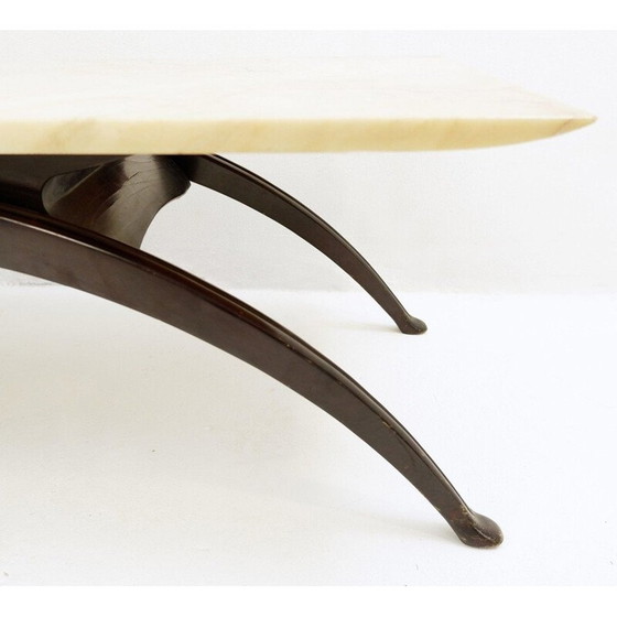 Image 1 of Table basse vintage avec pieds arqués et plateau en marbre