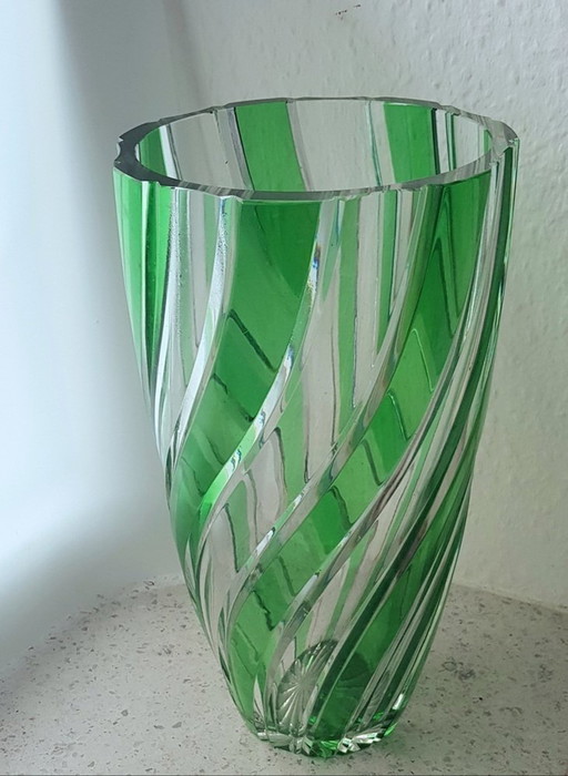 Vase en cristal de verre taillé Joh. Oertel