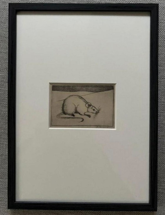 Image 1 of Jan Mankes 1889-1920 / Souris héliogravure originale 1923 (superbement encadrée)