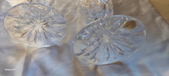 Image 1 of Paire Coupes À Glaces En Cristal De Plomb Ciselé 