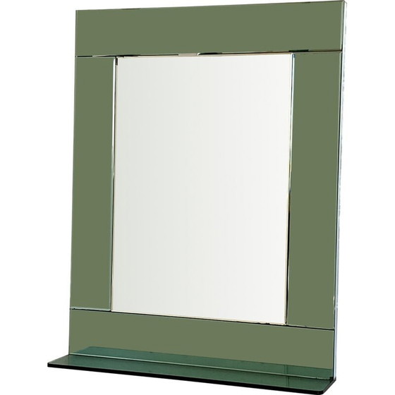 Image 1 of Miroir mural vintage vert d'eau, 1970