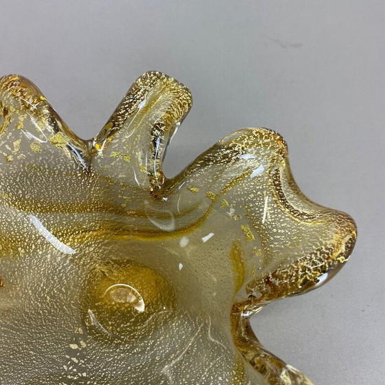Image 1 of Cendrier vintage en verre à coquille en verre doré de Murano par Barovier et Toso, Italie, années 1970
