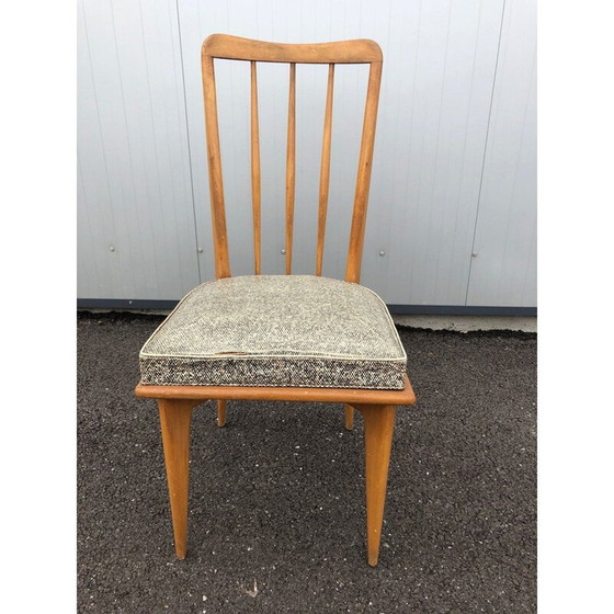 Image 1 of Ensemble de 5 chaises vintage en vinyle et bois 1950