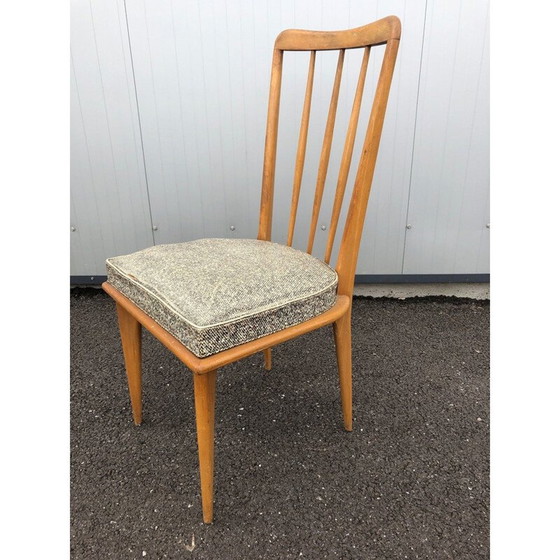 Image 1 of Ensemble de 5 chaises vintage en vinyle et bois 1950