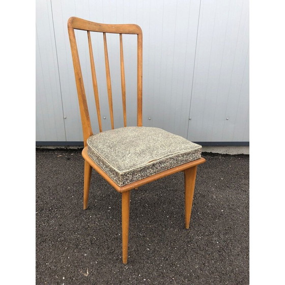 Image 1 of Ensemble de 5 chaises vintage en vinyle et bois 1950
