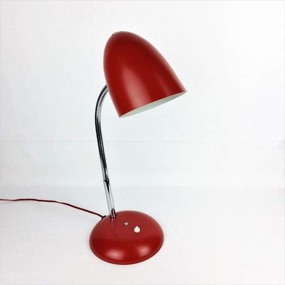 Image 1 of Lampe vintage Bauhaus en métal rouge 1950