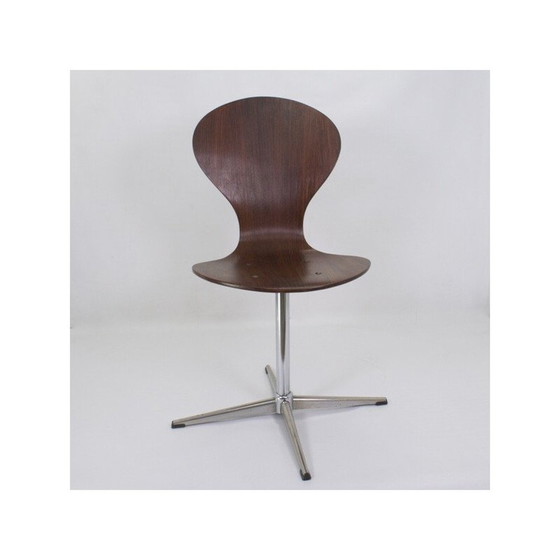 Image 1 of Chaise pivotante vintage en bois de rose et métal chromé, 1950