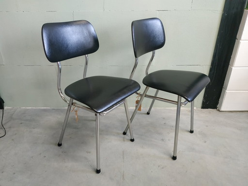 Chaises de cuisine de salle à manger en chrome Brabantia des années 60-70