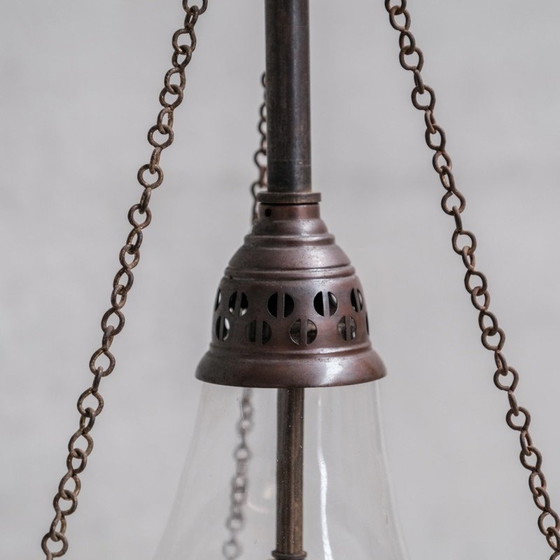 Lampe suspendue vintage bicolore, France 1910 – Suspensions, Glass, Metal (photo 2 of 10)