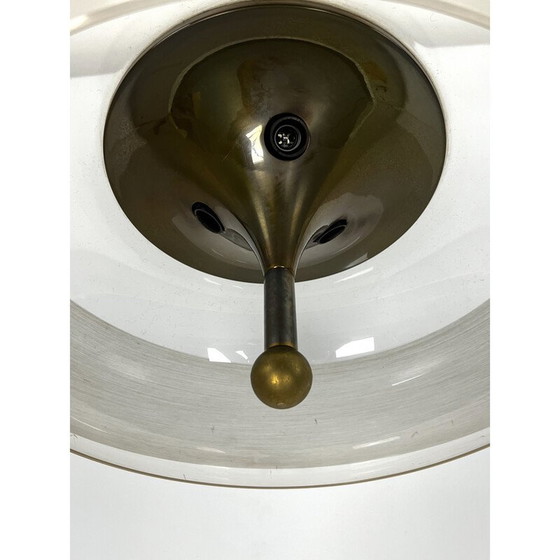 Image 1 of Lustre vintage en laiton et acrylique par Goffredo Reggiani, Italie 1960