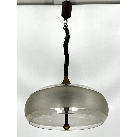 Image 1 of Lustre vintage en laiton et acrylique par Goffredo Reggiani, Italie 1960