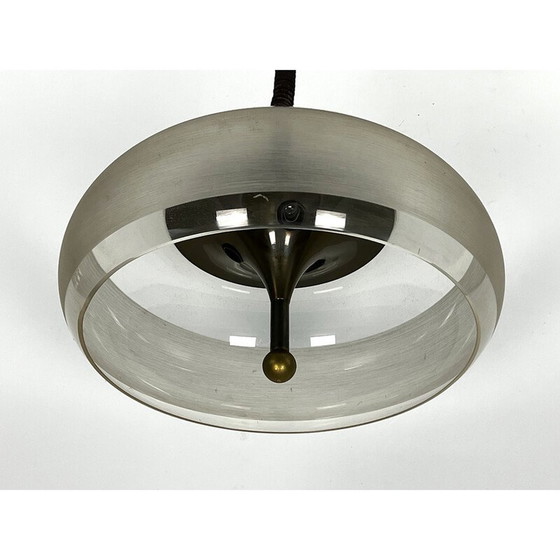 Image 1 of Lustre vintage en laiton et acrylique par Goffredo Reggiani, Italie 1960