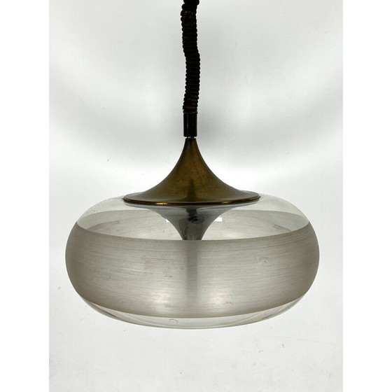 Image 1 of Lustre vintage en laiton et acrylique par Goffredo Reggiani, Italie 1960