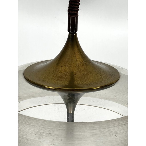 Lustre vintage en laiton et acrylique par Goffredo Reggiani, Italie 1960