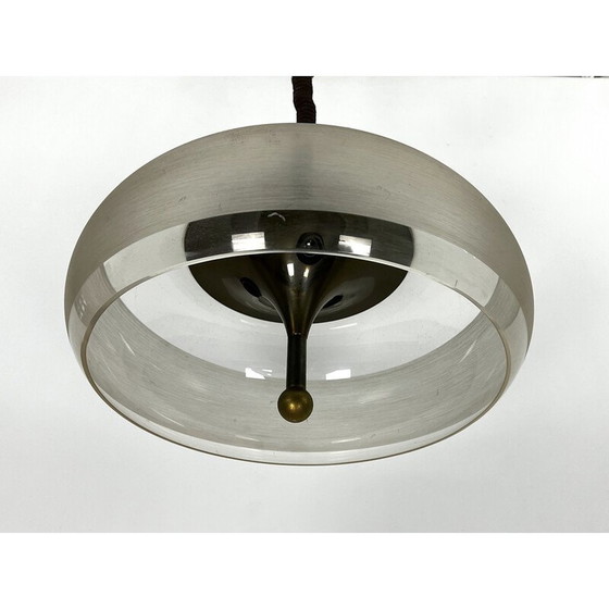 Image 1 of Lustre vintage en laiton et acrylique par Goffredo Reggiani, Italie 1960