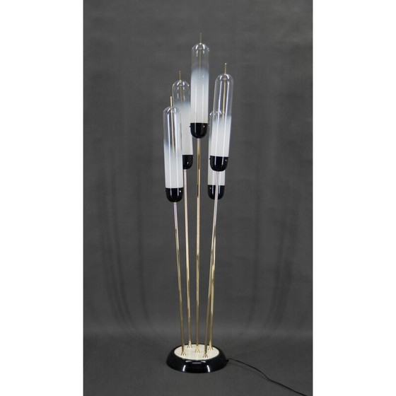 Image 1 of Lampadaire en roseau du milieu du siècle en verre de Murano et métal par Mazzega, Italie, années 1970