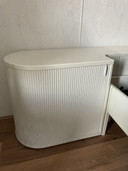Auping Auronde 1 Person Bed and Original Back Panel With Round Sliding Door Cabinets Designed By Frans De La Haye.