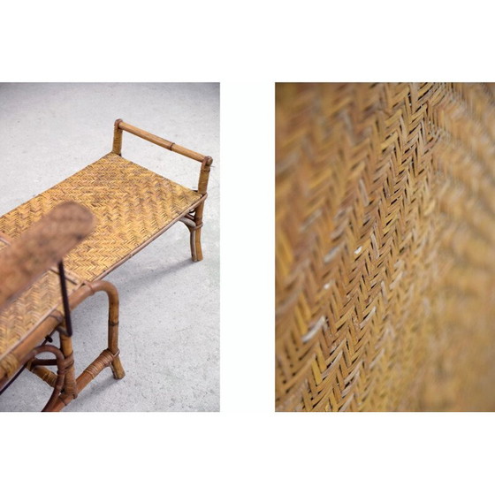 Image 1 of Chaise vintage en rotin Bauhaus avec ottoman par Erich Dieckmann, années 1930