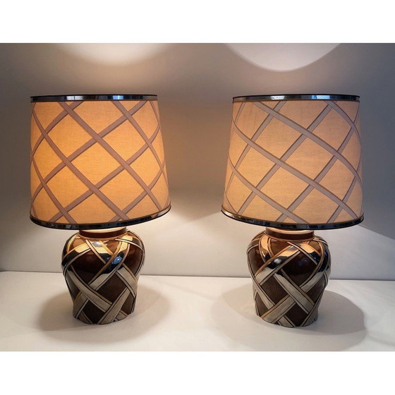 Image 1 of Paire de lampes en céramique vintage, France 1970