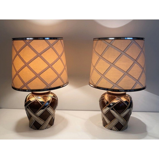 Image 1 of Paire de lampes en céramique vintage, France 1970