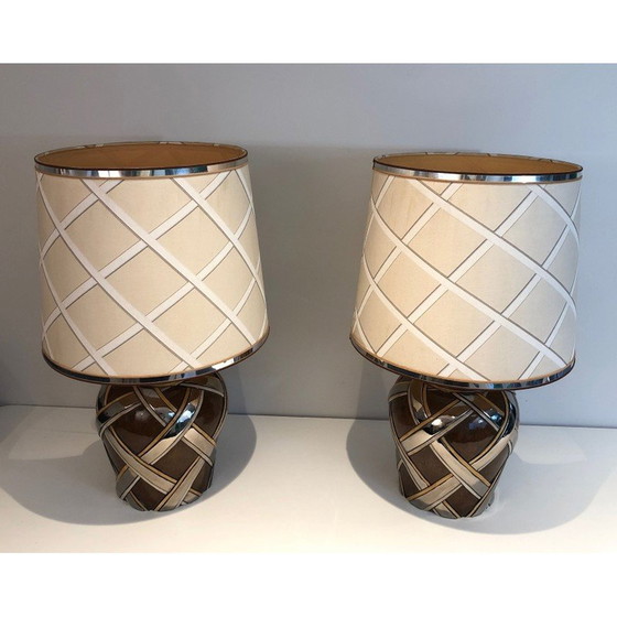 Image 1 of Paire de lampes en céramique vintage, France 1970